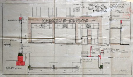 Harker's Sports, Naamsestraat 51-53, Brussel, ontwerp uitstalraam, SAB/OW 31911 (1923)