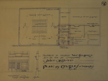 Koolbrandersstraat 31-33, Sint-Joost-ten-Node, wijziging uitstalraam en plan van granaries (© Fondation CIVA Stichting/AAM, Brussels/ Paul Hamesse)