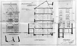 Boulevard Clovis 85-87, Bruxelles Extension Est, premier projet, élévations avant et arrière et coupe longitudinale, AVB/TP 25399 (1899).