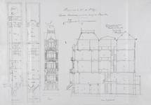 Square Ambiorix 11, Bruxelles Extension Est, deuxième projet, plans des deux premiers niveaux, élévation et coupe longitudinale, AVB/TP 122 (1900).