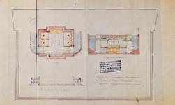 Lavatory souterrain, place Fontainas, Bruxelles, avant-projet, plan, coupe et vue extérieure, AVB/TP 6 (1907) 