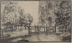 Parvis Notre-Dame, avant-projet de tunnel routier sous le chemin de fer, 1931, archives famille Hamesse